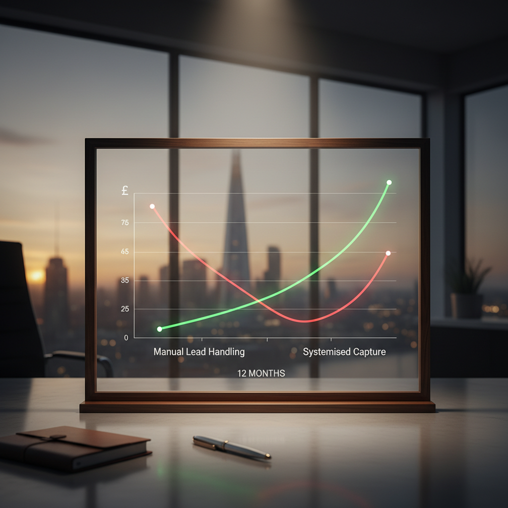 Graph showing revenue retention comparison between manual and automated lead handling.