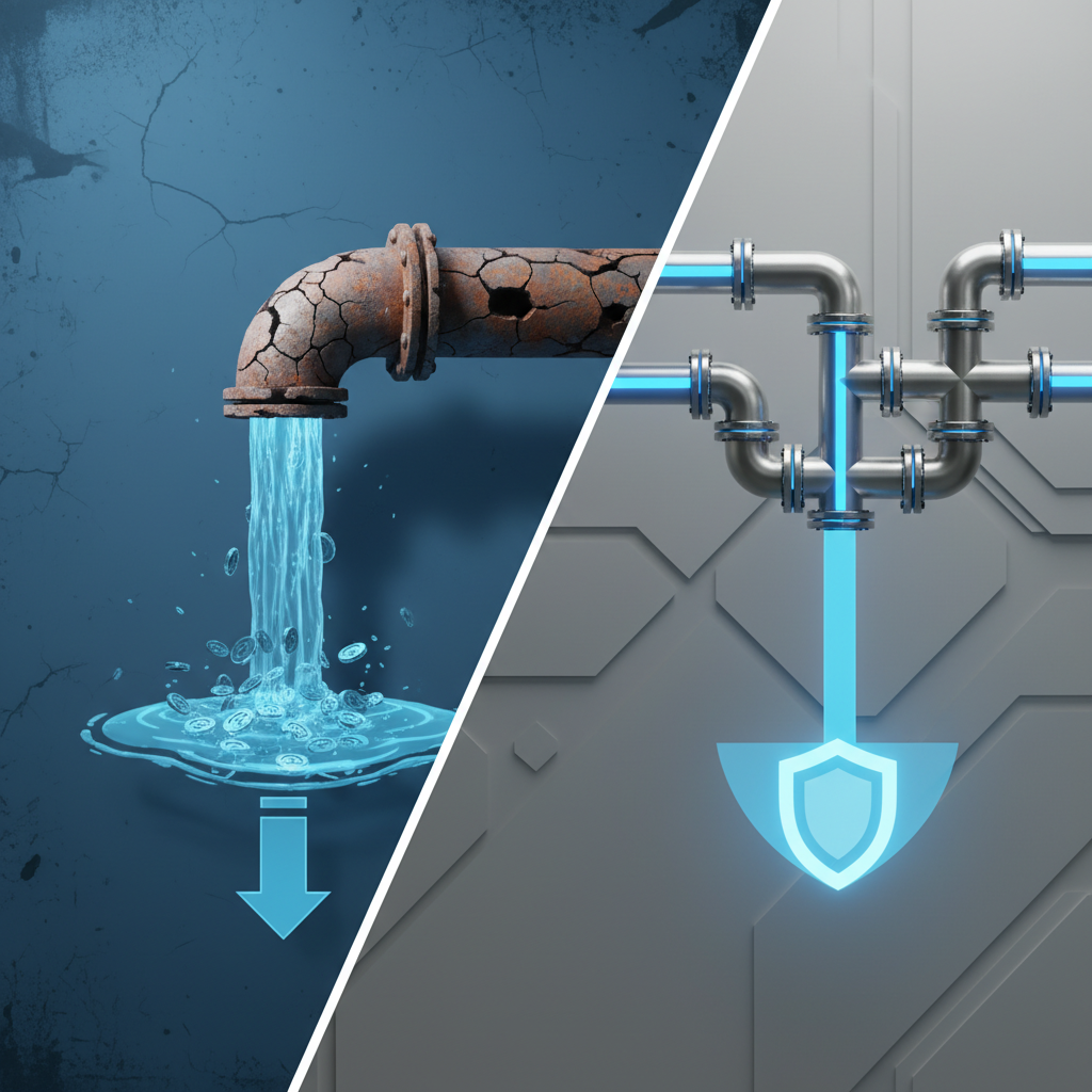 Diagram contrasting lost revenue from missed calls versus secured revenue through infrastructure.